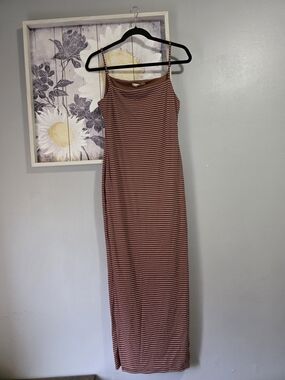 Striped Sleeveless Maxi Dress in Brown and Cream